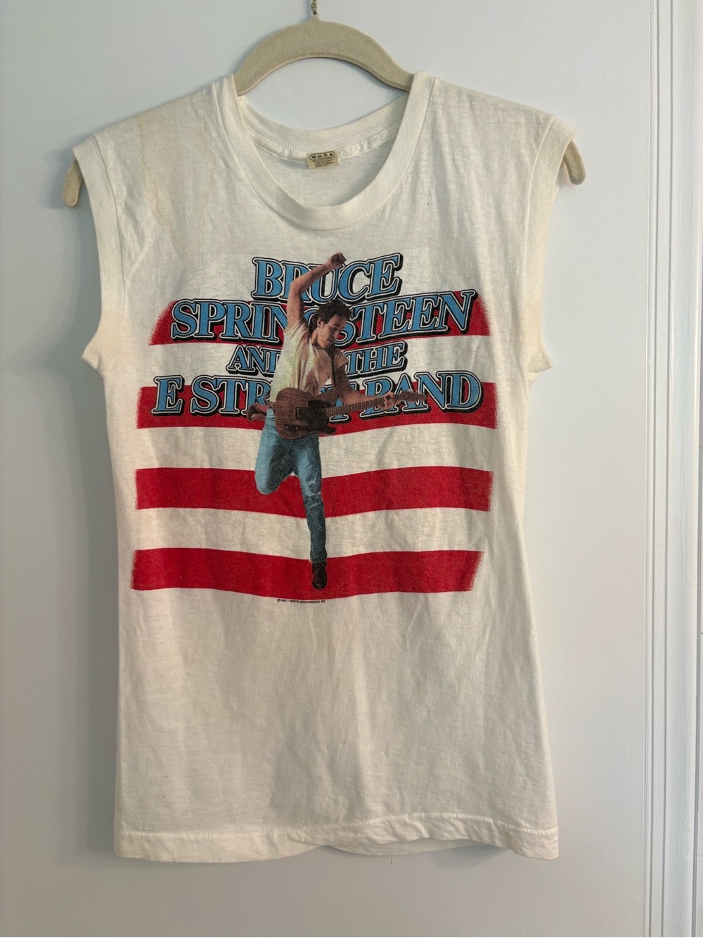 Vintage Bruce Springsteen 1984 Made in the USA Tour White Muscle Tee RARE